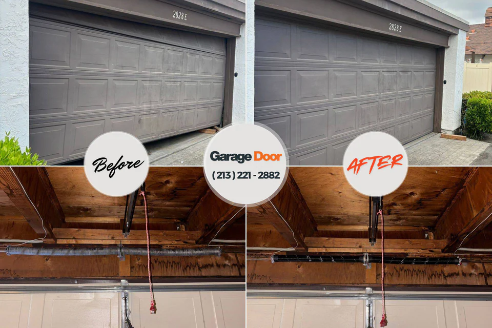 Before and after: garage door repair Tacoma, WA